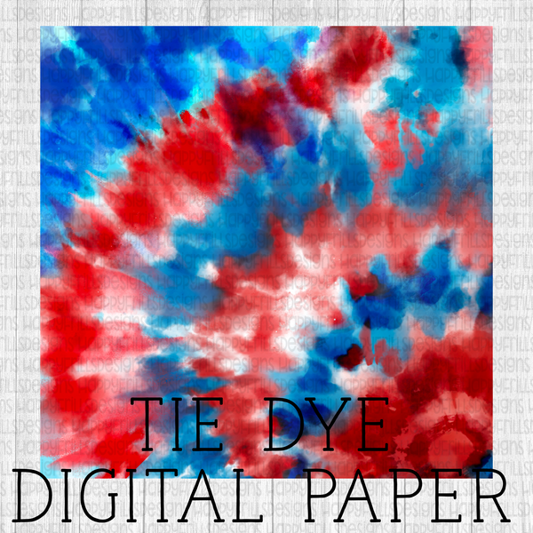 Red white and blue patriotic Tie-dye Digital Paper