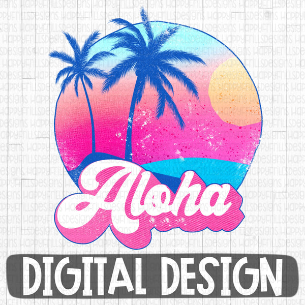 Aloha retro beach digital design