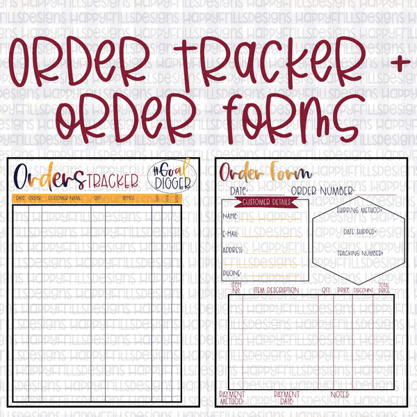 Order forms + tracker, Order Manager set of planner printables PDF