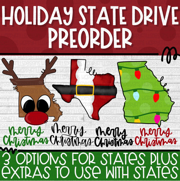 Holiday State Drive Access with 3 state options and hand lettered extras