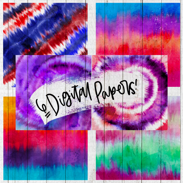 Watercolor Tie Dye digital paper bundle for digital and transfer designs