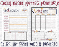 Social Media Manager set of planner printables PDF