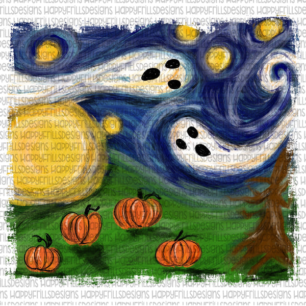 Hand painted Halloween Scene
