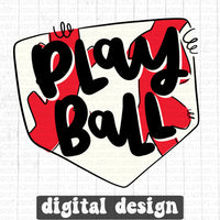 Baseball play ball doodle design