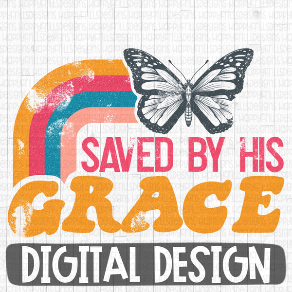 Saved By His Grace retro digital design
