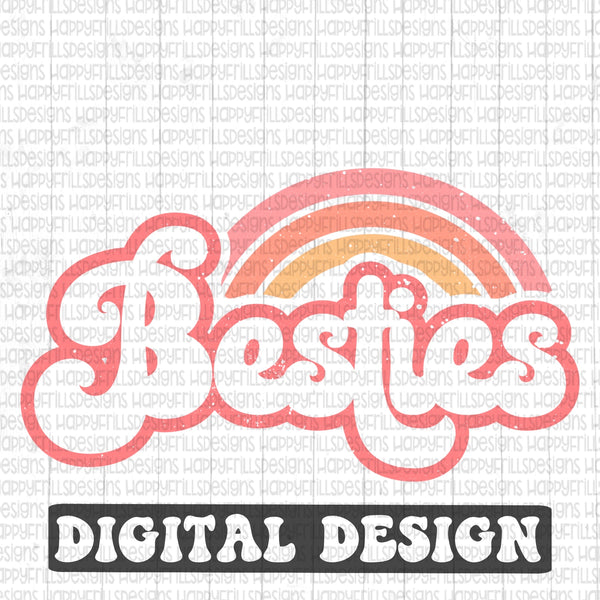 Besties retro style digital design