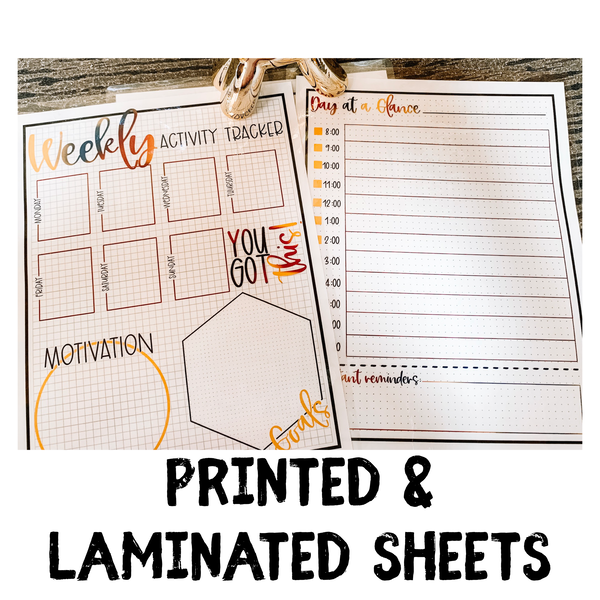 Printed & laminated planner printables