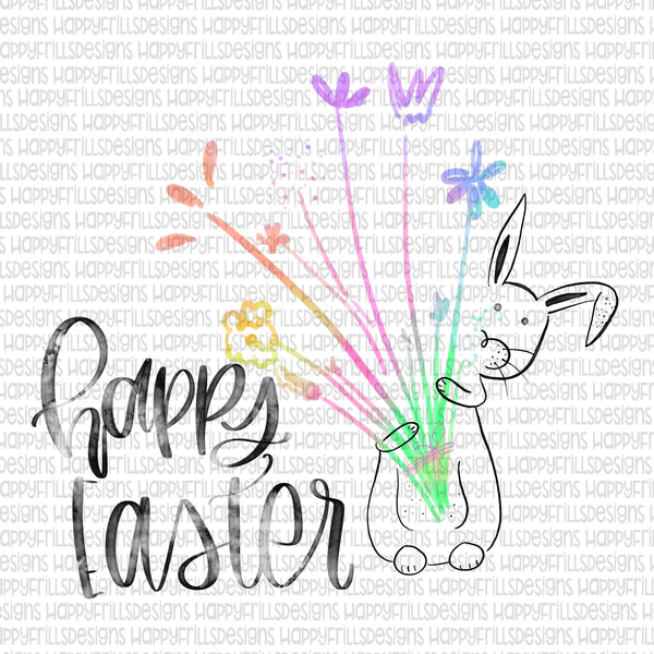 Watercolor bunny Happy Easter