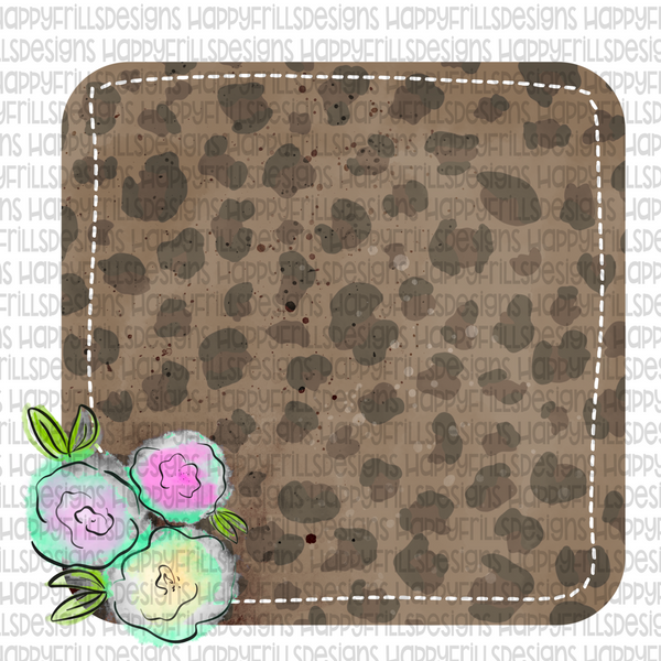Watercolor leopard background with flowers