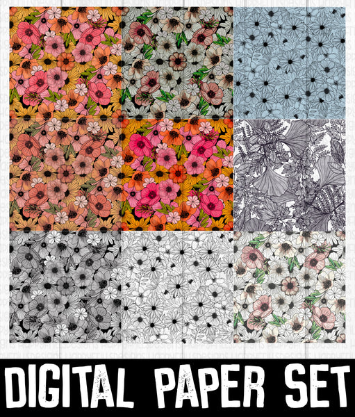 Floral Digital Paper set
