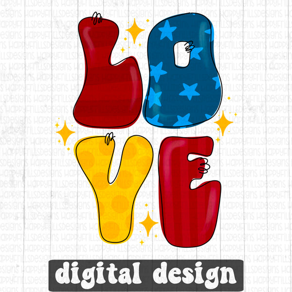 Love patriotic doodle digital design