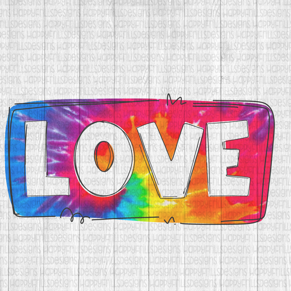 Rainbow tie dye Love