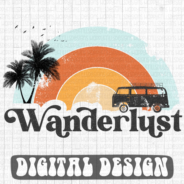 Wanderlust retro style digital design