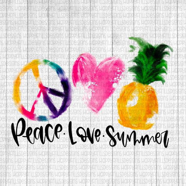 Watercolor Peace love Summer pineapple