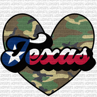 Texas flag & Camo Heart
