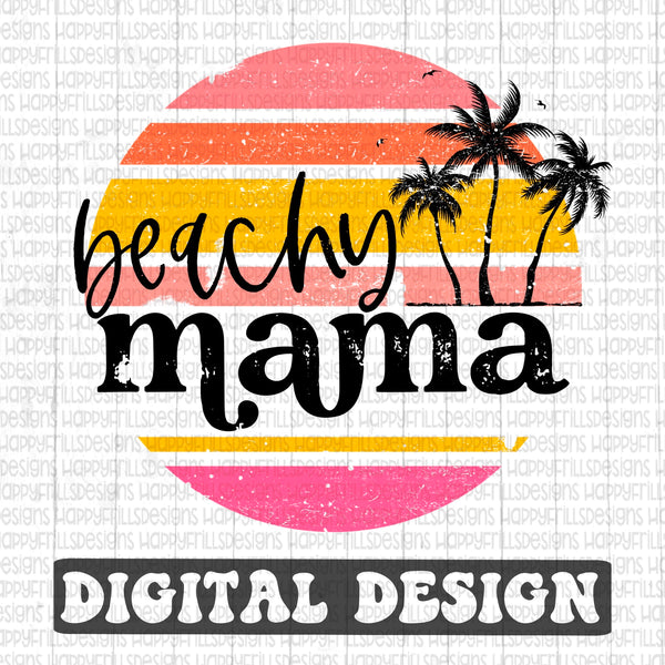 Beachy Mama retro style digital design