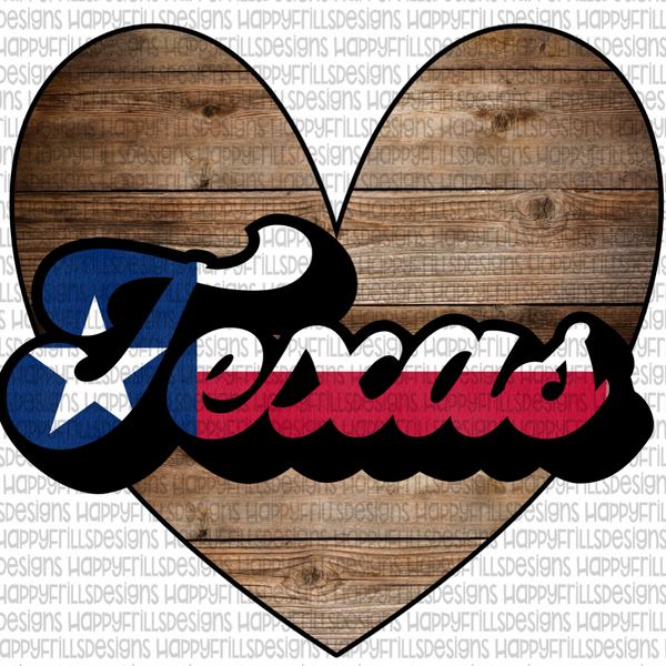 Texas flag and wood heart