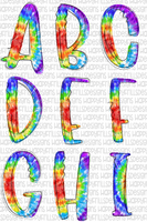 Tie Dye Doodle set (26 individual PNG, One of each letter)