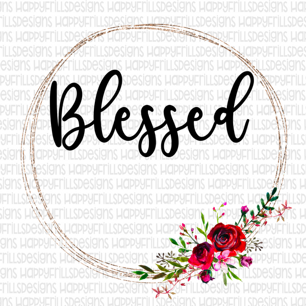 Blessed Blank Frame with flowers