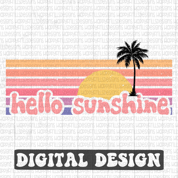 Hello Sunshine retro style digital design