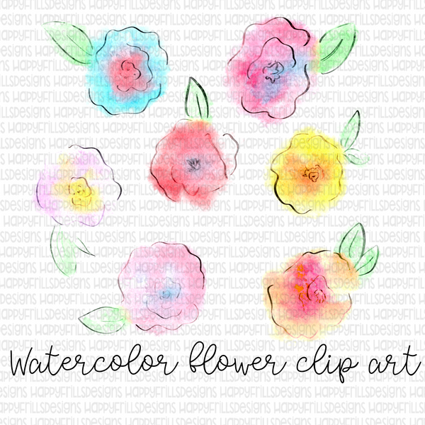 Watercolor Flower Clipart Bundle