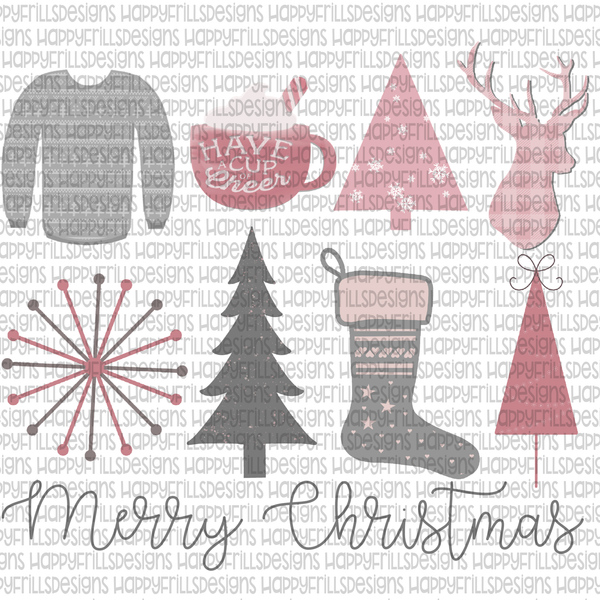 Merry Christmas Collage PINK/GRAY