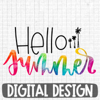 Tie Dye Hello Summer digital design