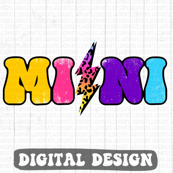 Mini leopard lightening bolt retro style digital design