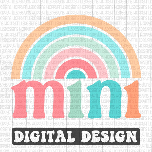 Mini Rainbow retro style digital design