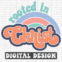 Rooted in Christ retro style digital design