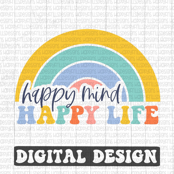 Happy Mind happy life retro style digital design