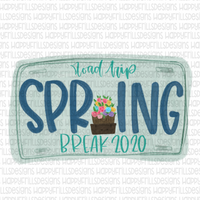 Spring break 2020 tag with floral luggage
