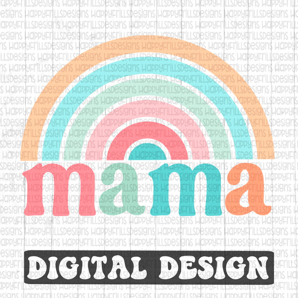 Mama Rainbow retro style digital design