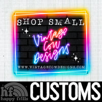 Custom Neon Shop Small with neon business name and optional website
