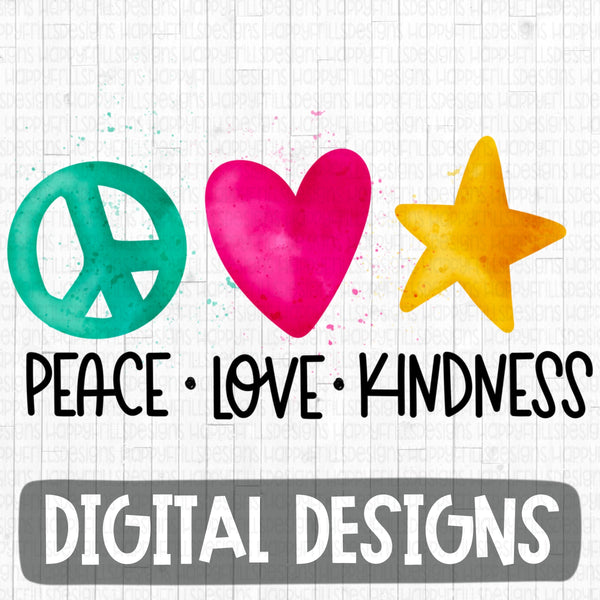 Peace Love Kindness Watercolor