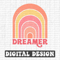 Dreamer rainbow retro style digital design