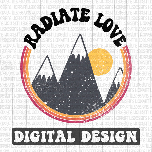 Radiate Love retro style digital design