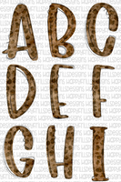 Watercolor Leopard Doodle set (26 individual PNG, One of each letter)