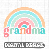 Grandma Rainbow retro style digital design
