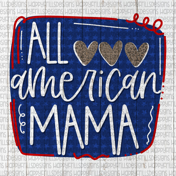 All American Mama red white and blue with leopard