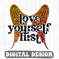 Love yourself first watercolor digital design