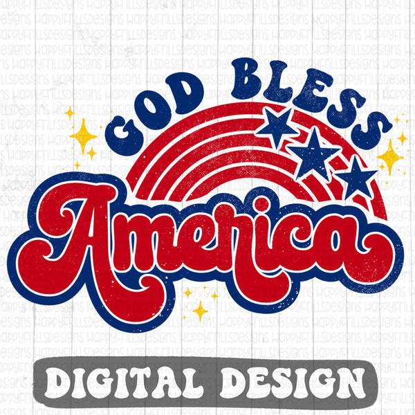 God Bless America retro style digital design
