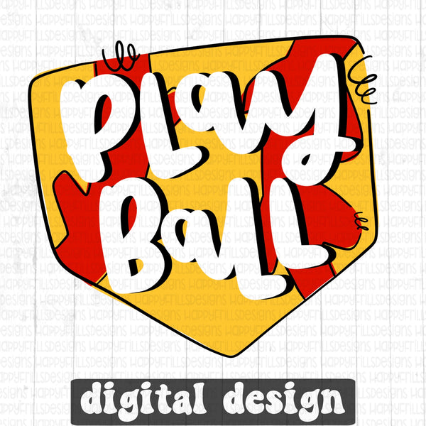 Softball play ball doodle design