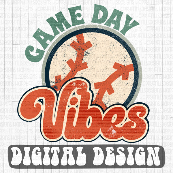 Game Day Vibes Baseball retro style digital design