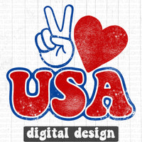 Peace Love USA retro digital design