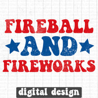 Fireball And Fireworks retro digital design