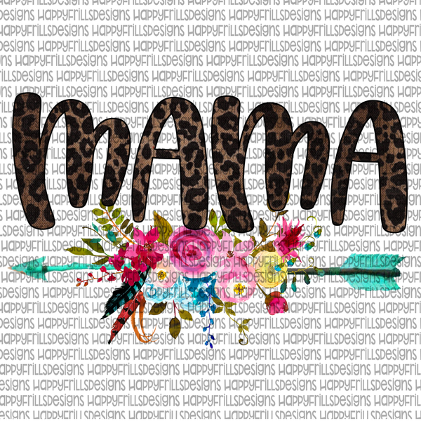 mama, leopard & floral png instant download, mama Design for sublimation