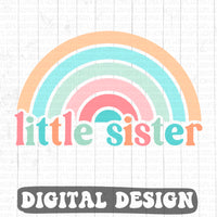 Little sister rainbow retro style digital design