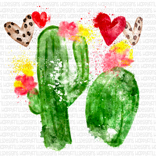 Watercolor Valentine’s Day Cactus