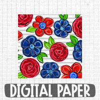 Patriotic Floral Digital Paper